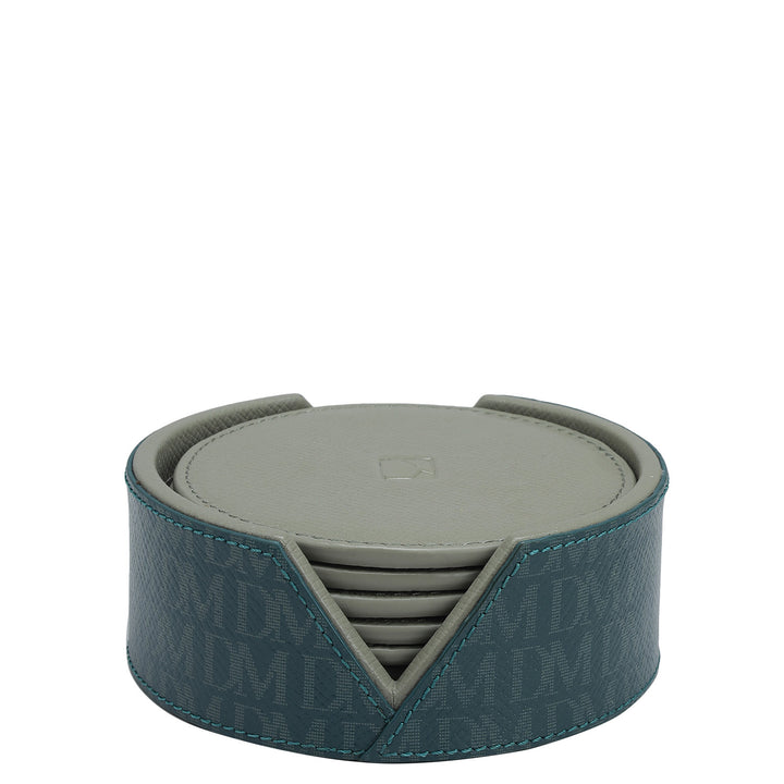 Monogram Leather Coaster - Octane