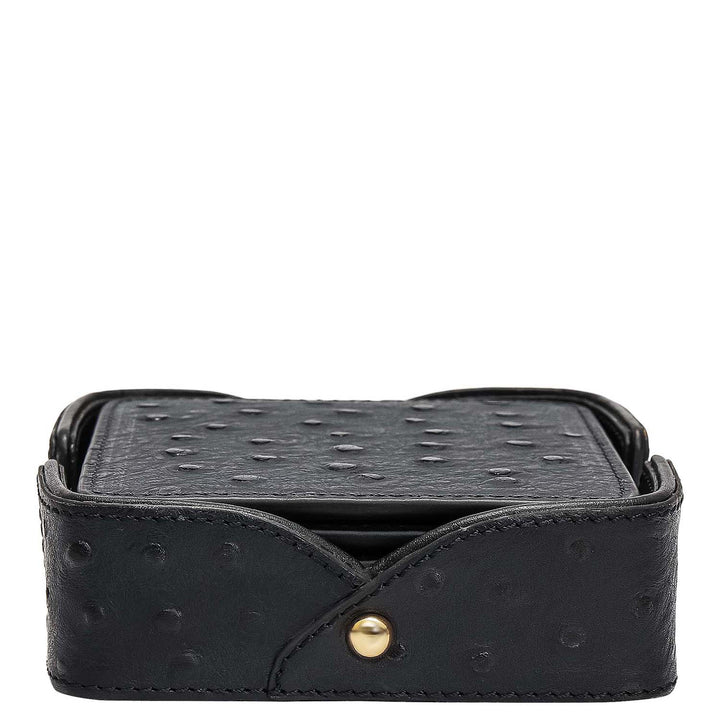 Ostrich Leather Coaster - Black