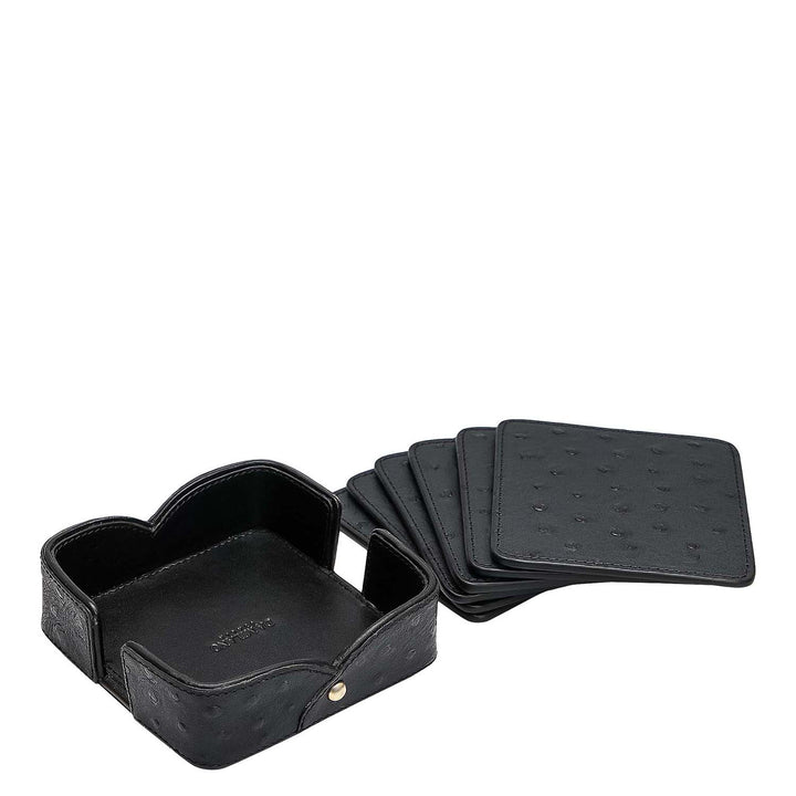 Ostrich Leather Coaster - Black