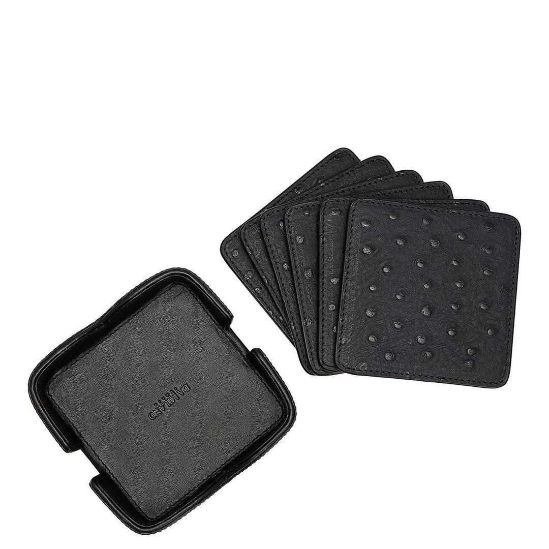 Ostrich Leather Coaster - Black