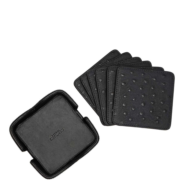 Ostrich Leather Coaster - Black