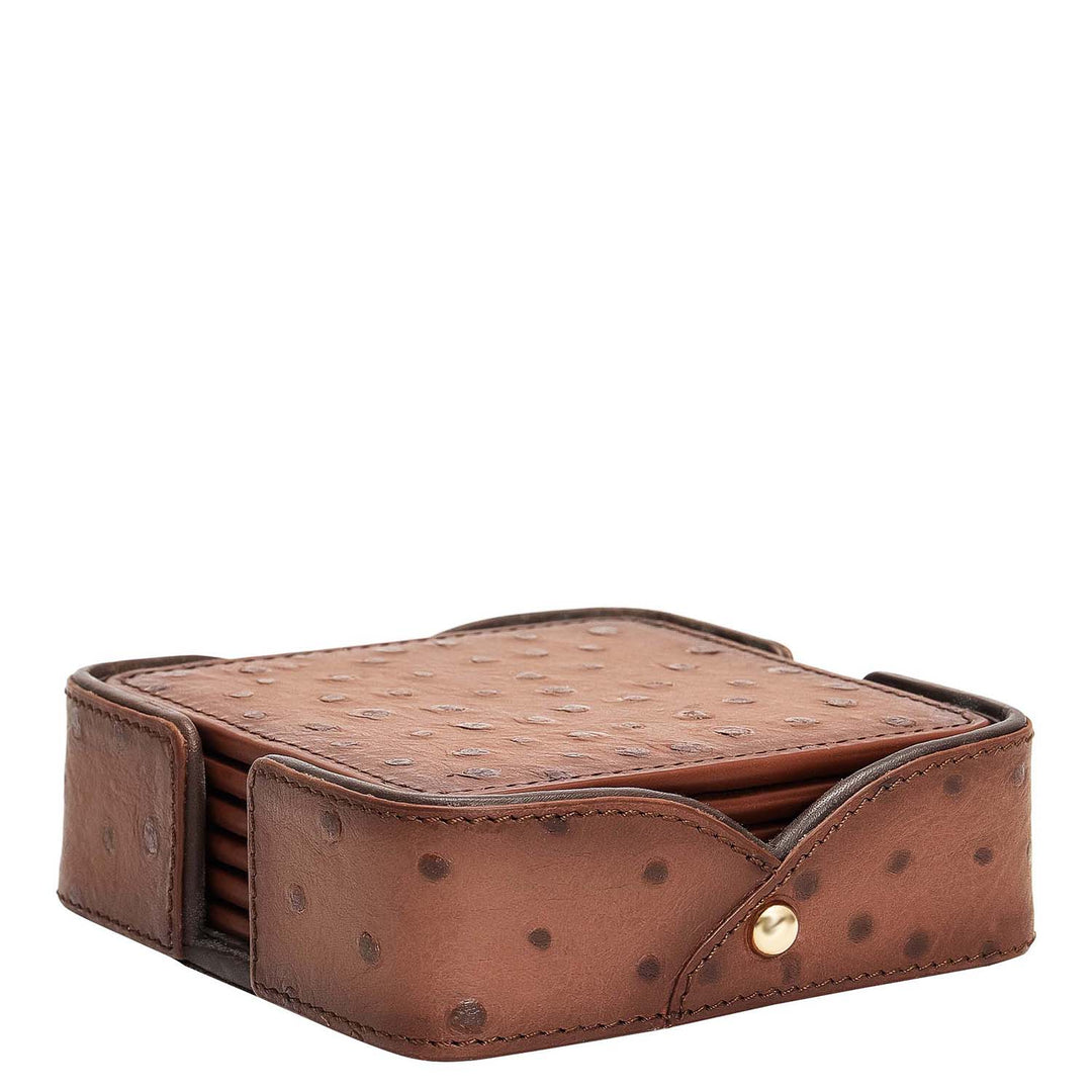 Ostrich Leather Coaster - Brown