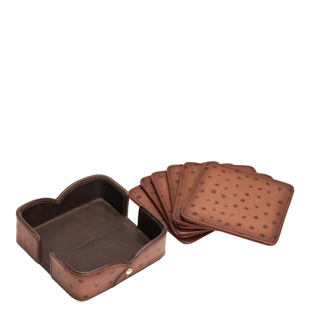 Ostrich Leather Coaster - Brown