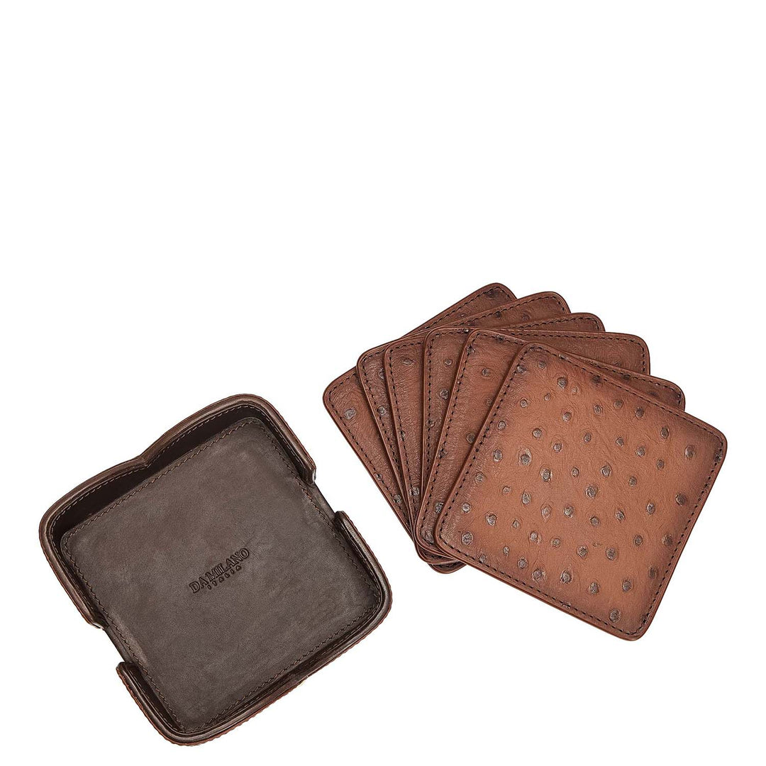 Ostrich Leather Coaster - Brown