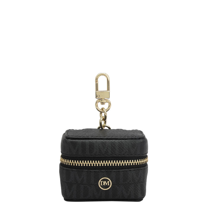 Monogram Franzy Leather Earpod Case - Black