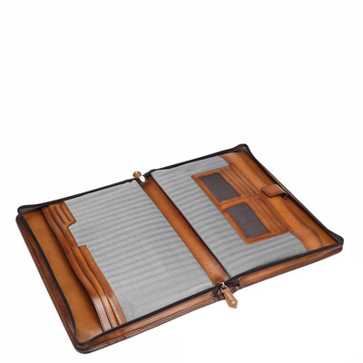Mat Emboss Leather Folder - Cognac