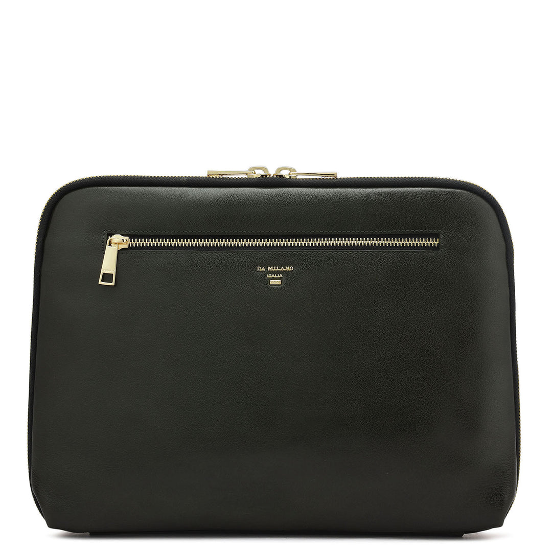 Elephant Pattern Leather Folder - Green