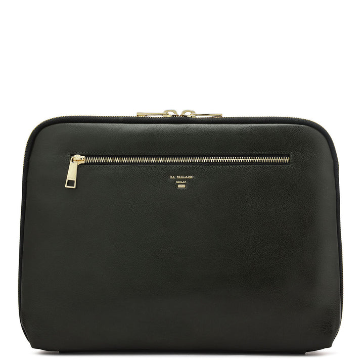 Elephant Pattern Leather Folder - Green