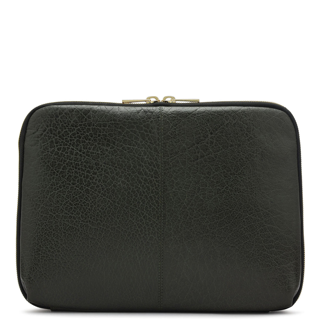 Elephant Pattern Leather Folder - Green