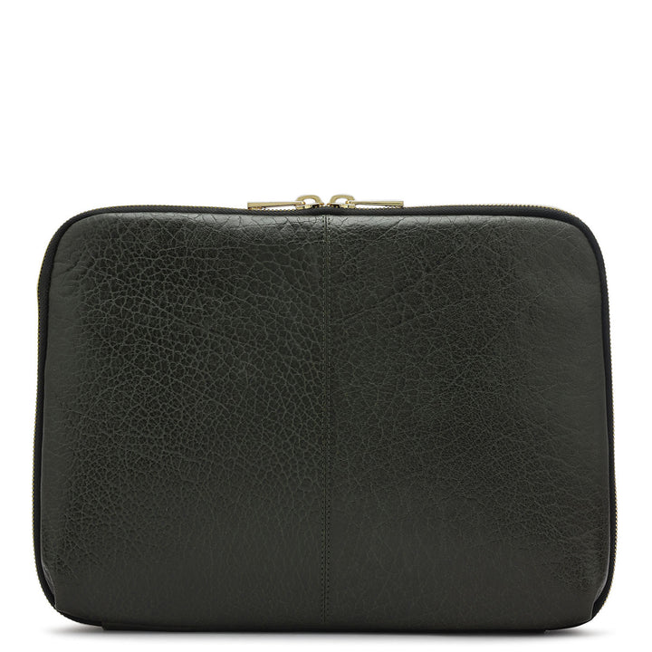 Elephant Pattern Leather Folder - Green