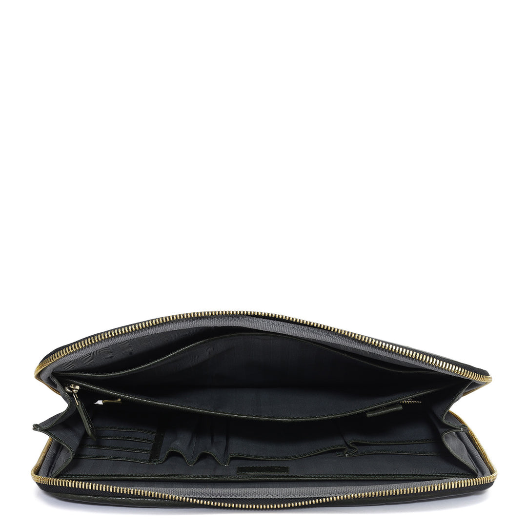 Elephant Pattern Leather Folder - Green