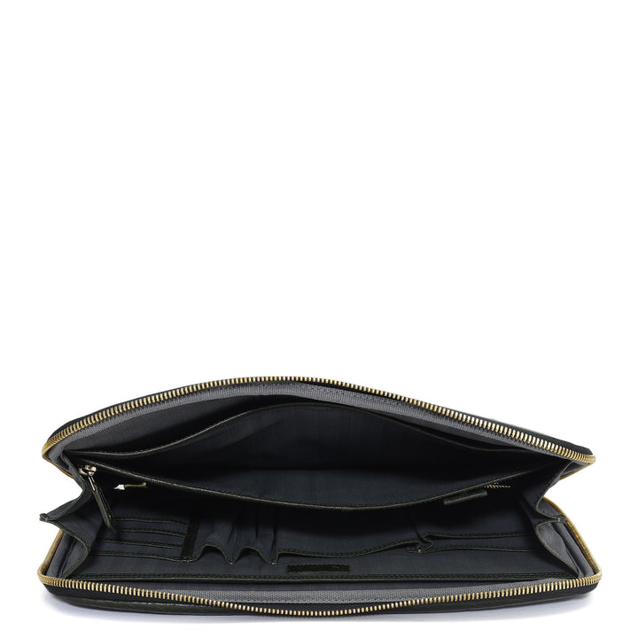 Elephant Pattern Leather Folder - Green