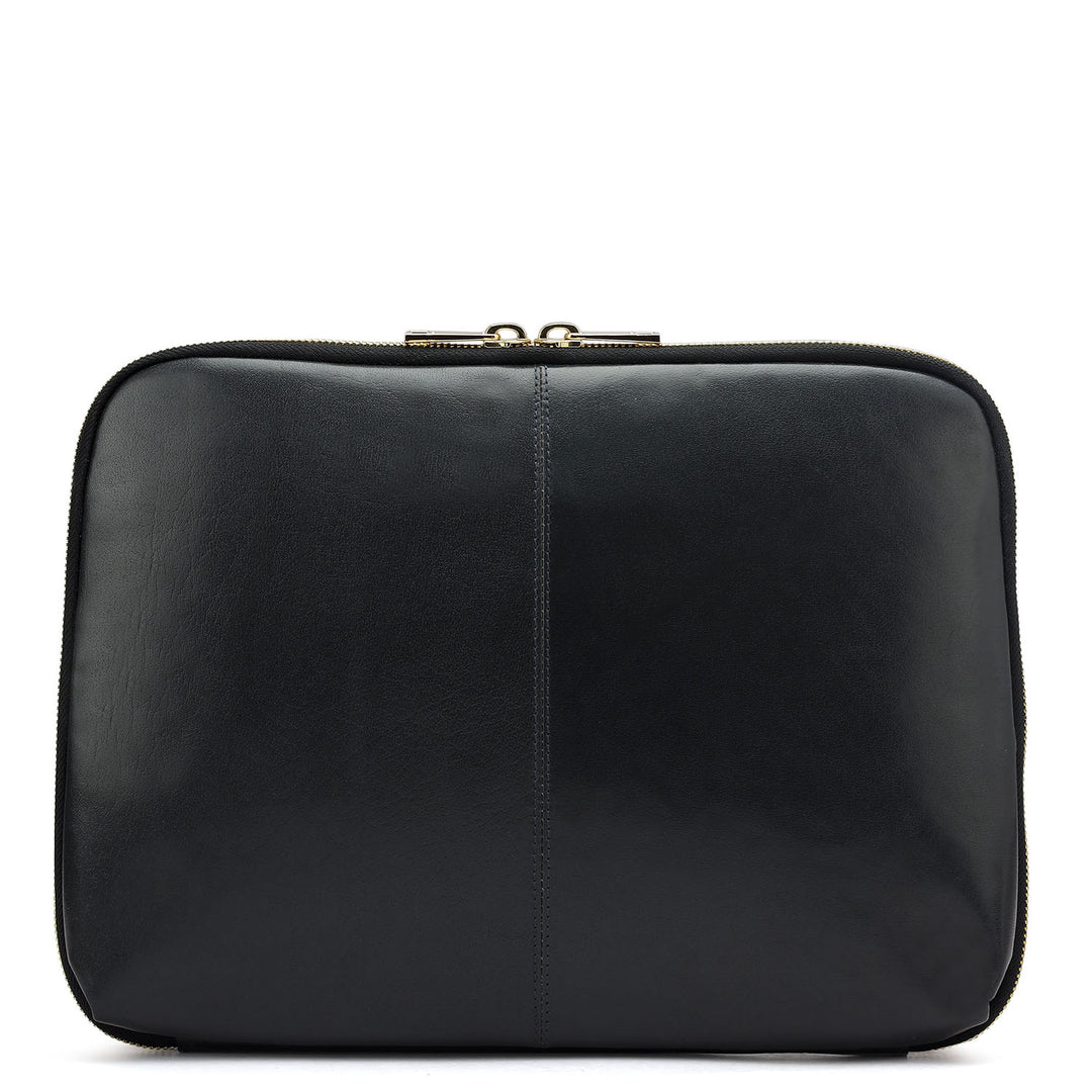 Plain Leather Folder - Navy