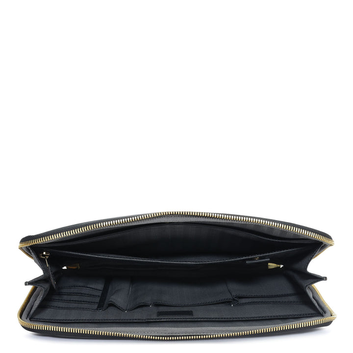 Plain Leather Folder - Navy