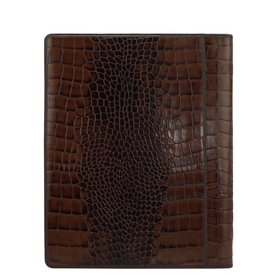 Croco Leather Folder - Brown