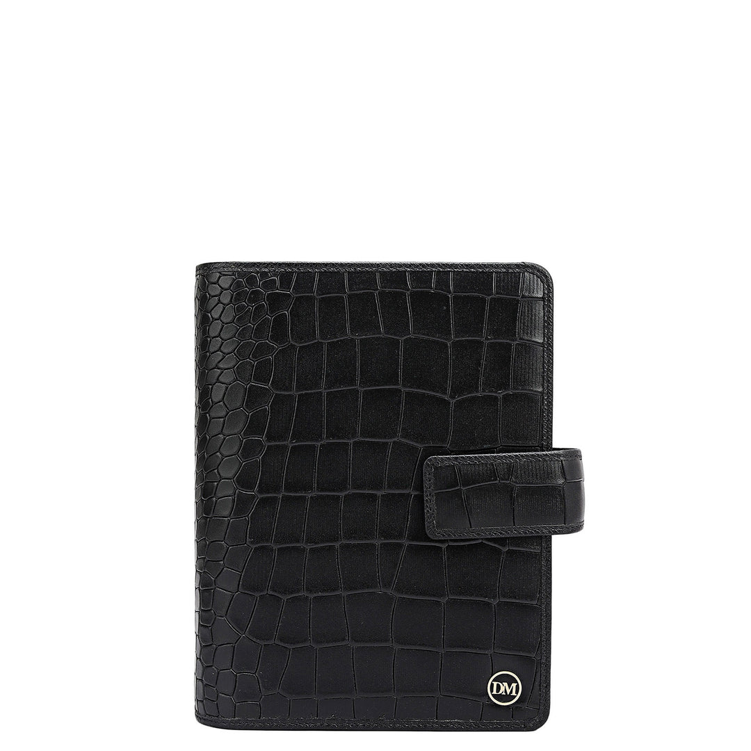 Croco Leather Filo Fax - Black