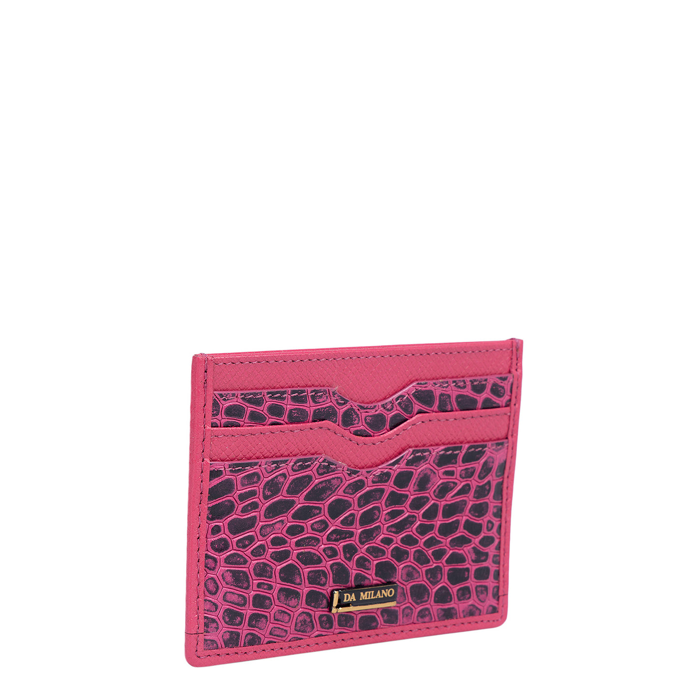 Croco Leather Card Case - Majenta