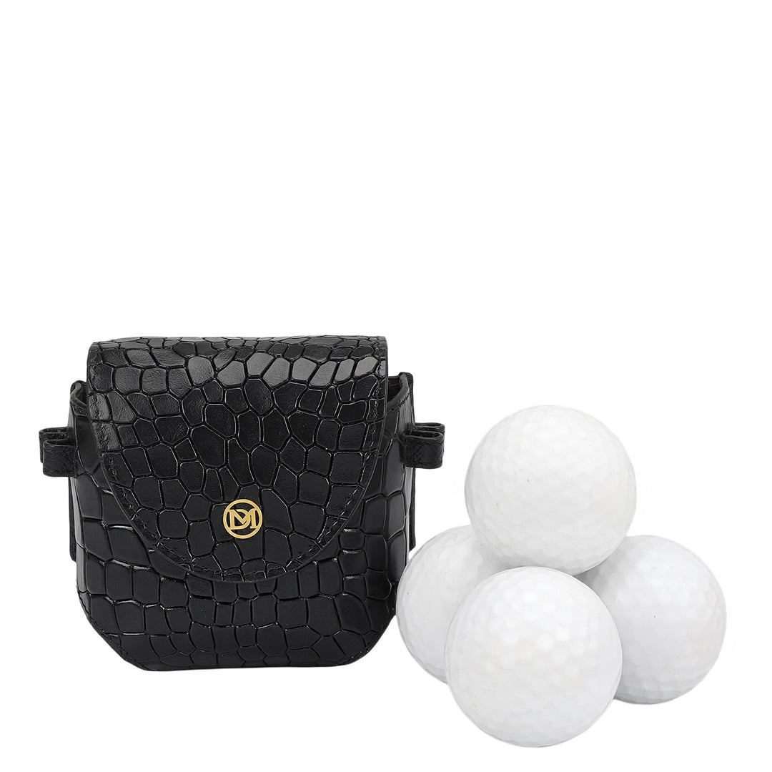 Croco Leather Golf Ball - Black