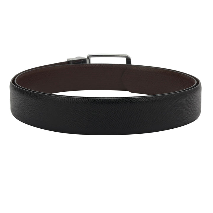 Black & Brown Saffiano Franzy Leather Mens Wallet & Belt Gift Set