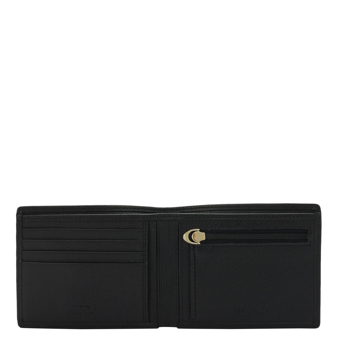 Black & Brown Saffiano Franzy Leather Mens Wallet & Belt Gift Set