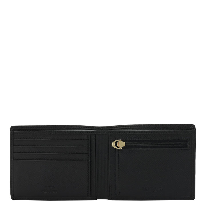 Black & Brown Saffiano Franzy Leather Mens Wallet & Belt Gift Set