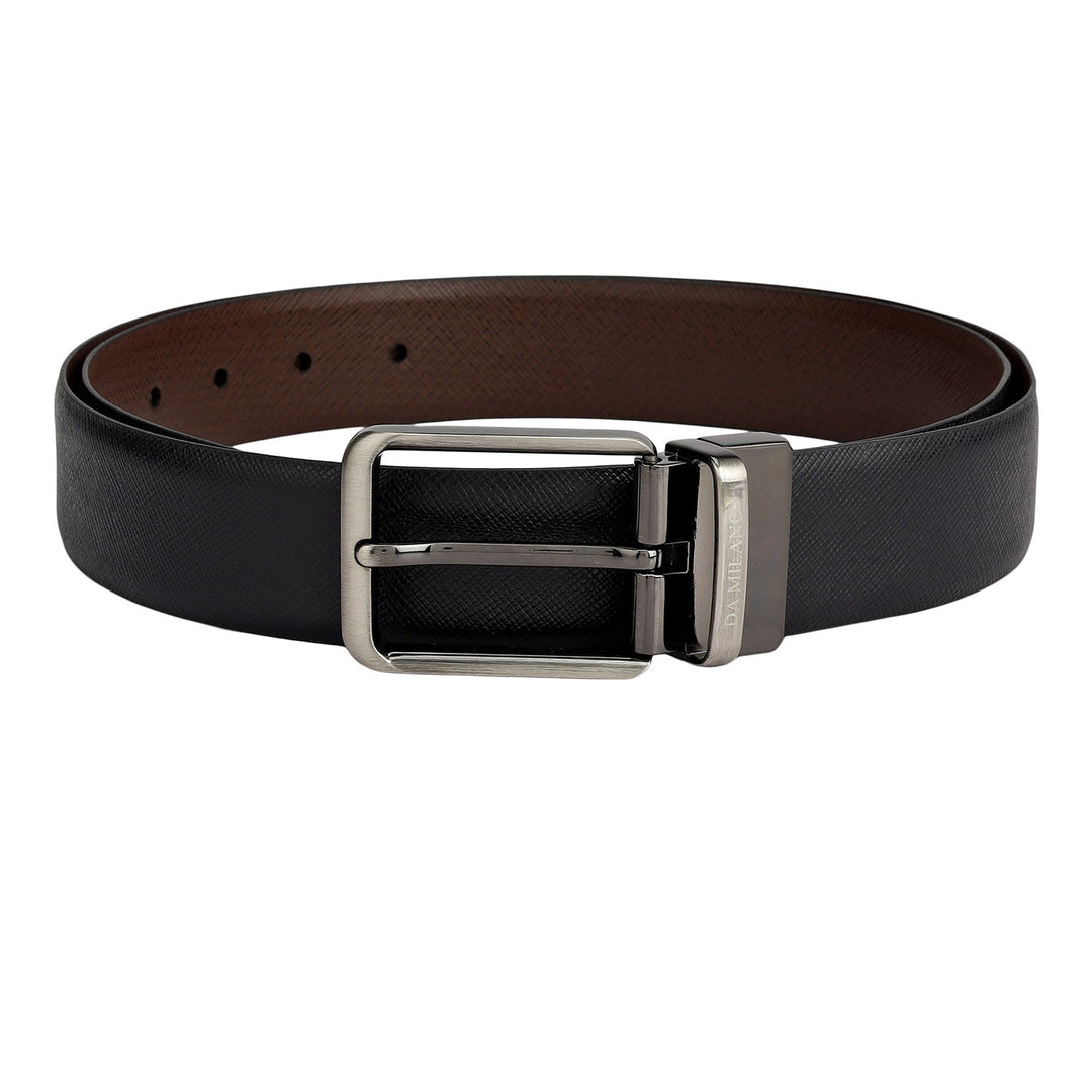 Saffiano Franzy Leather Mens Wallet & Belt Gift Sets - Black