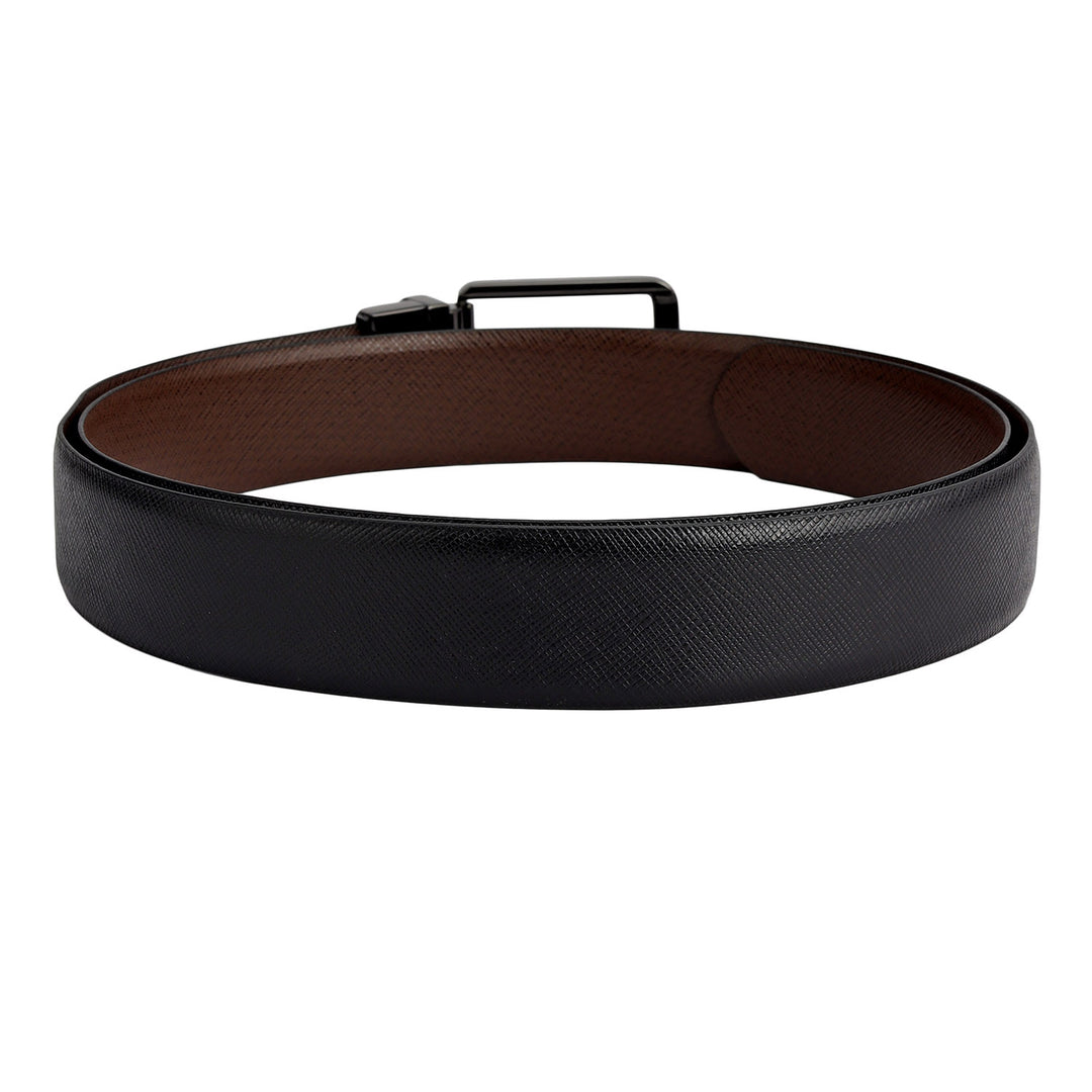 Saffiano Franzy Leather Mens Wallet & Belt Gift Sets - Black