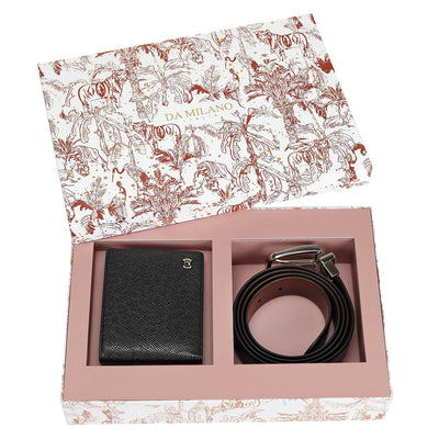 Black Franzy Leather Mens Wallet & Belt Gift Set