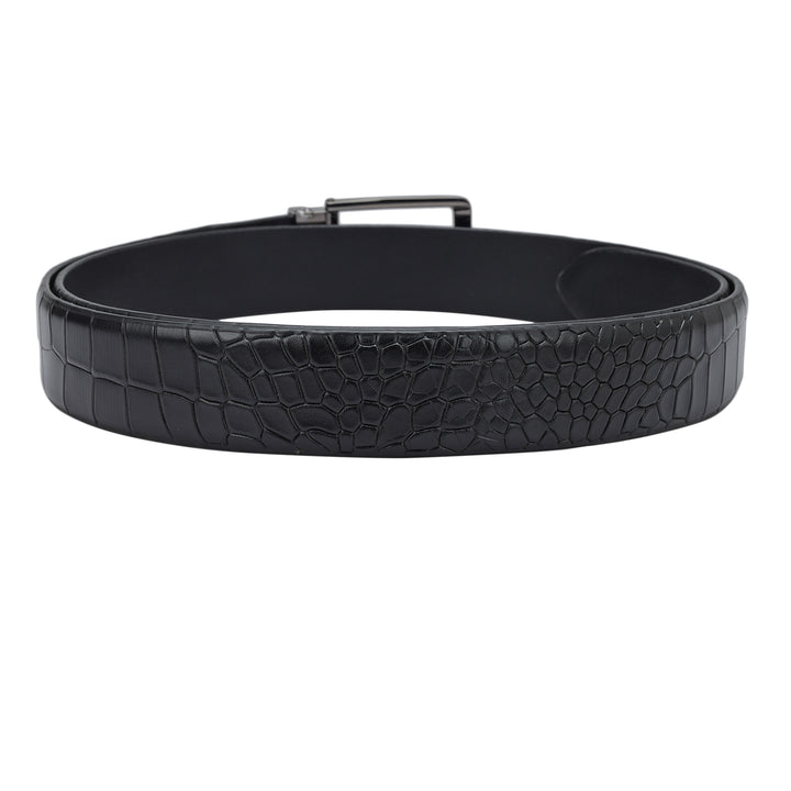 Black Croco Leather Mens Wallet & Belt Gift Set