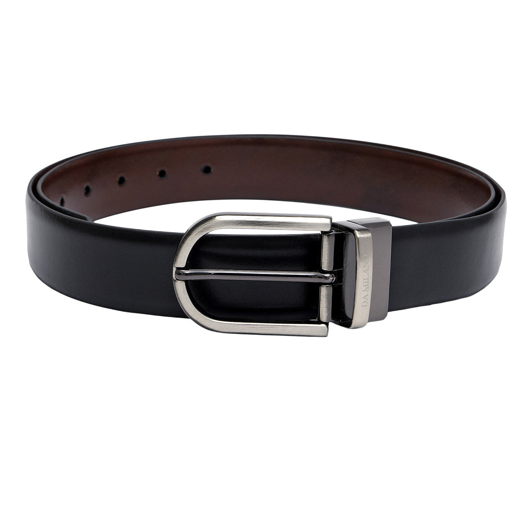 Black & Brown Plain Leather Mens Wallet & Belt Gift Set