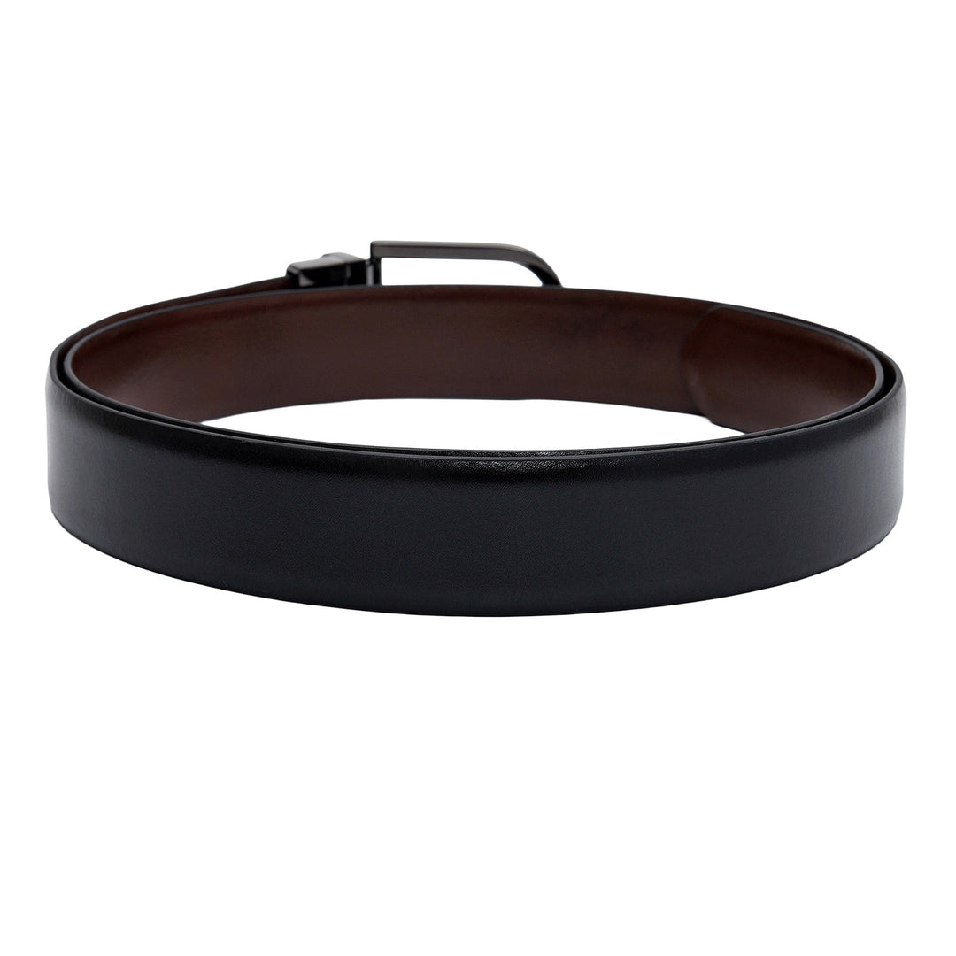 Black & Brown Plain Leather Mens Wallet & Belt Gift Set