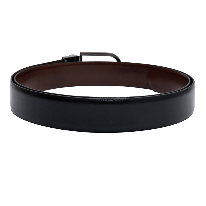 Black & Brown Plain Leather Mens Wallet & Belt Gift Set