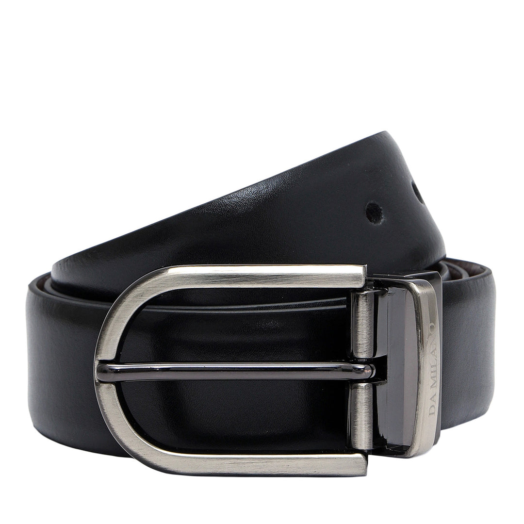 Black & Brown Plain Leather Mens Wallet & Belt Gift Set