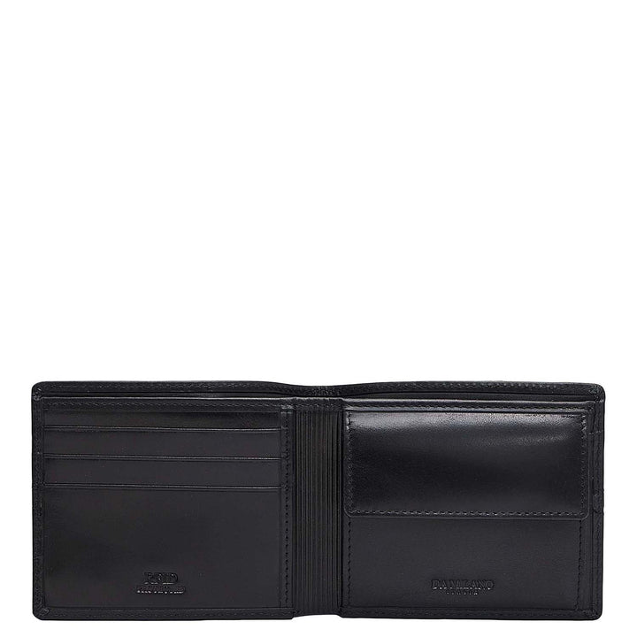 Black & Brown Plain Leather Mens Wallet & Belt Gift Set