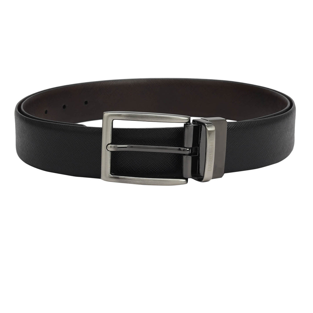 Saffiano Franzy Leather Mens Wallet & Belt Gift Set - Black