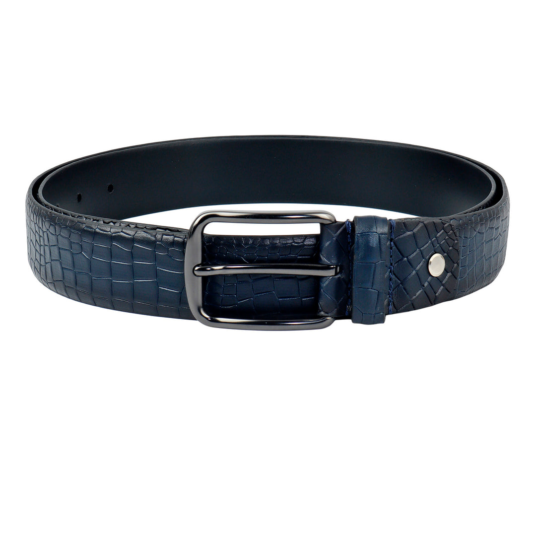 Navy Croco Mens Wallet & Belt Gift Set