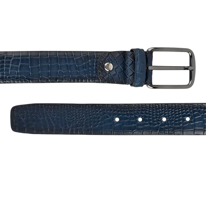 Navy Croco Mens Wallet & Belt Gift Set
