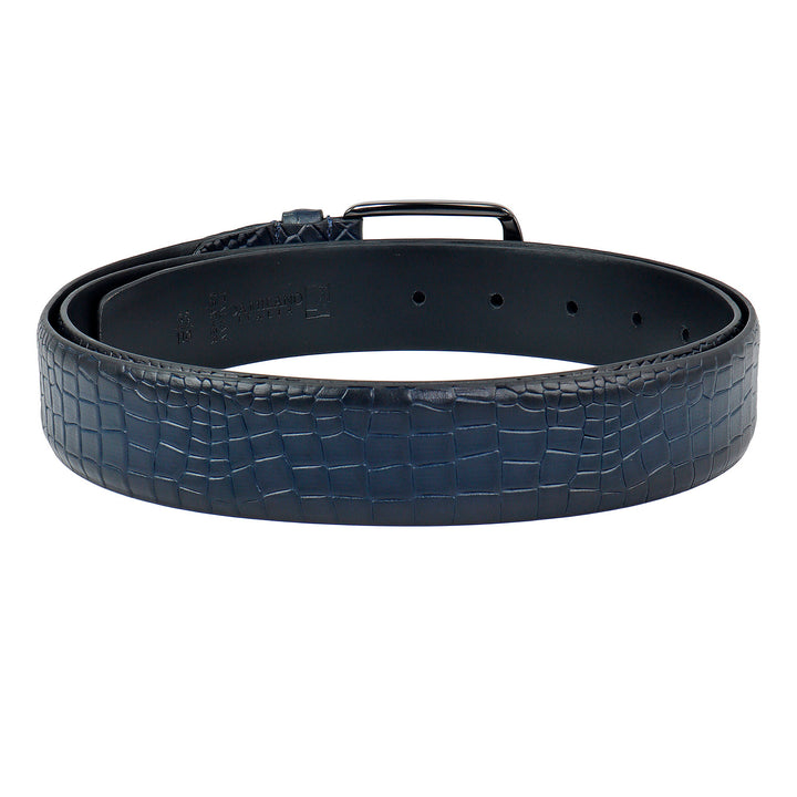 Navy Croco Mens Wallet & Belt Gift Set