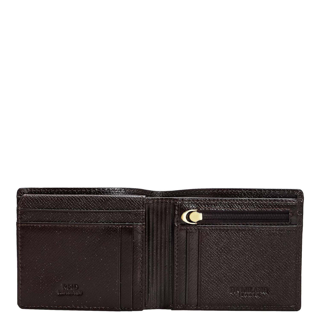 Chocolate Saffiano Franzy Leather Mens Wallet & Belt Gift Set