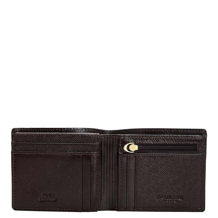 Chocolate Saffiano Franzy Leather Mens Wallet & Belt Gift Set