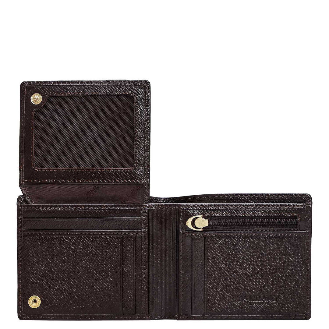 Chocolate Saffiano Franzy Leather Mens Wallet & Belt Gift Set