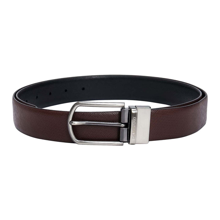 Chocolate Saffiano Franzy Leather Mens Wallet & Belt Gift Set