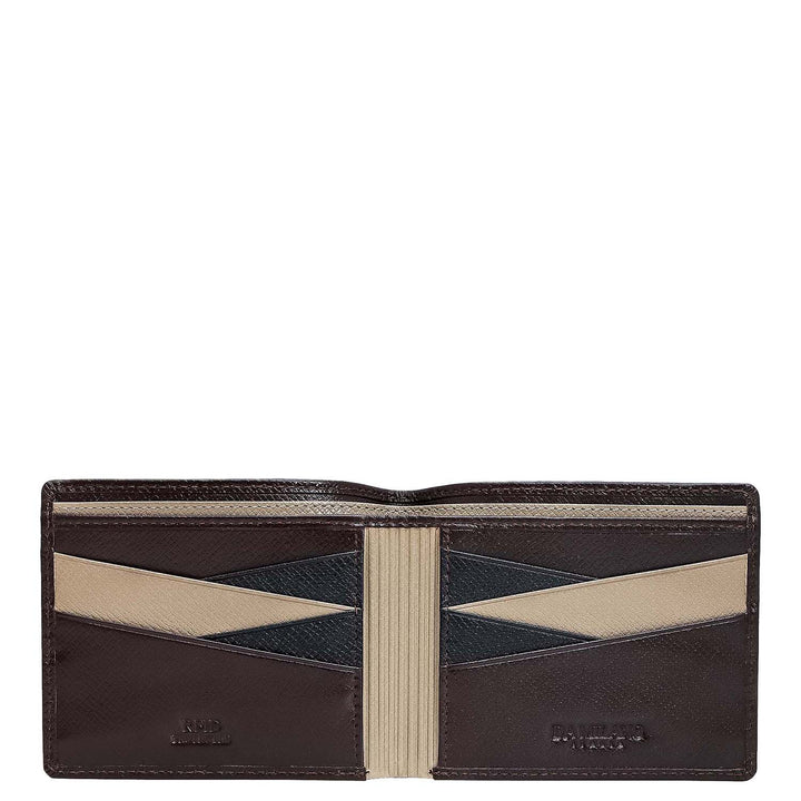 Chocolate Saffiano Franzy Leather Mens Wallet & Belt Gift Set