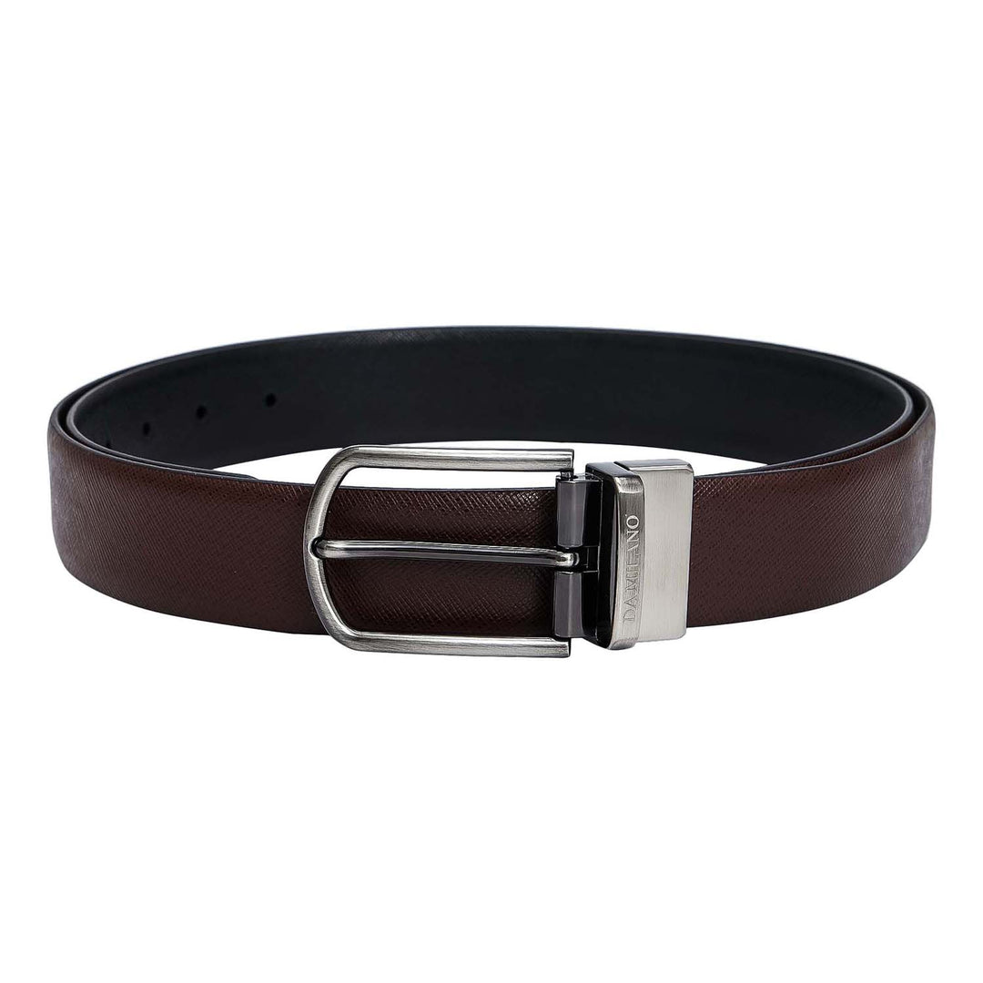 Chocolate Saffiano Franzy Leather Mens Wallet & Belt Gift Set