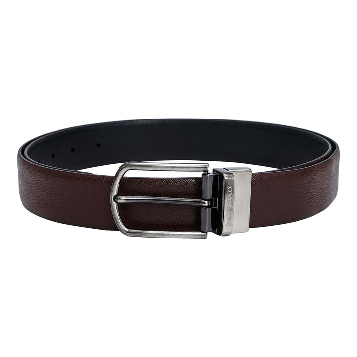 Chocolate Saffiano Franzy Leather Mens Wallet & Belt Gift Set