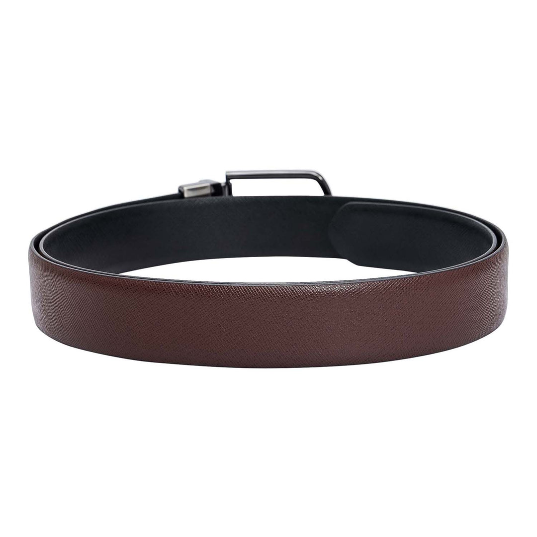 Chocolate Saffiano Franzy Leather Mens Wallet & Belt Gift Set