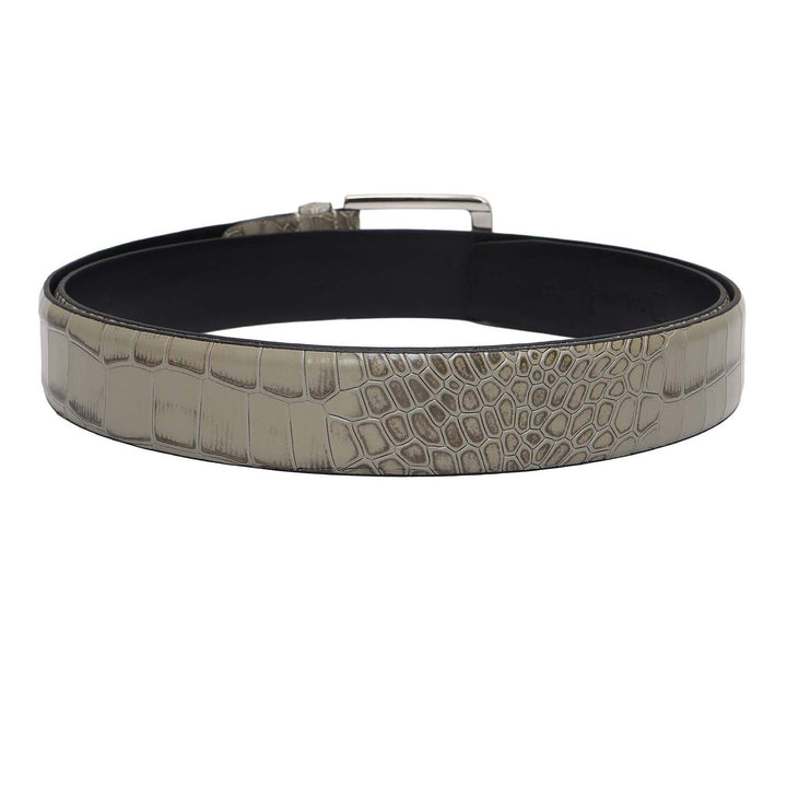 Stone Grey Croco Franzy Leather Mens Wallet & Belt Gift Set