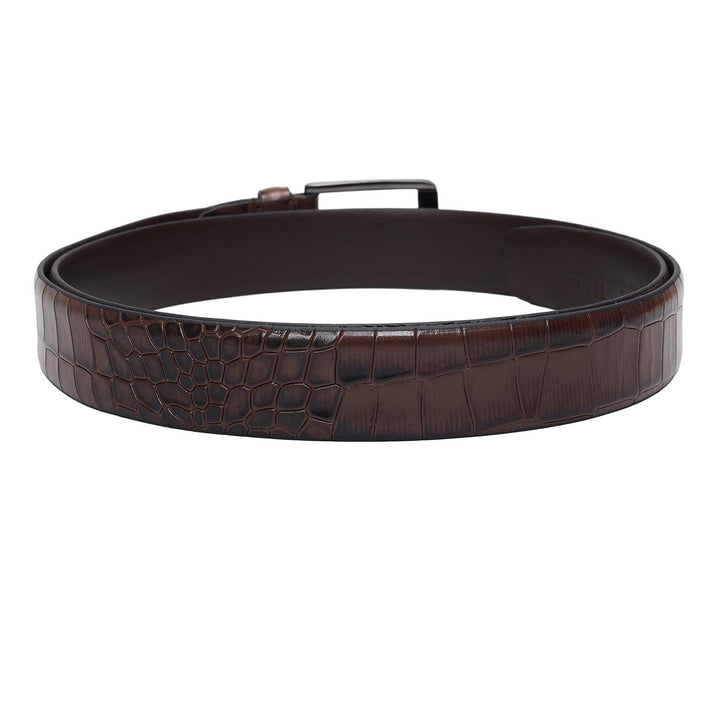 Walnut Croco Franzy Leather Mens Wallet & Belt Gift Set