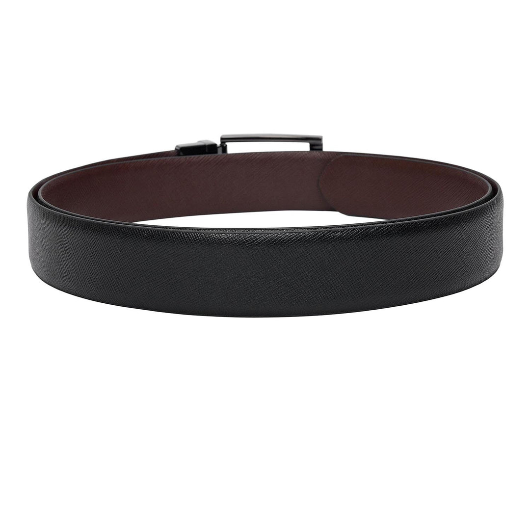 Black Saffiano Franzy Leather Mens Wallet & Belt Gift Set