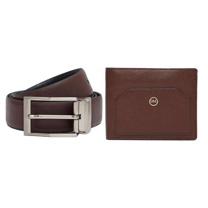 Date Saffiano Franzy Leather Mens Wallet & Belt Gift Set